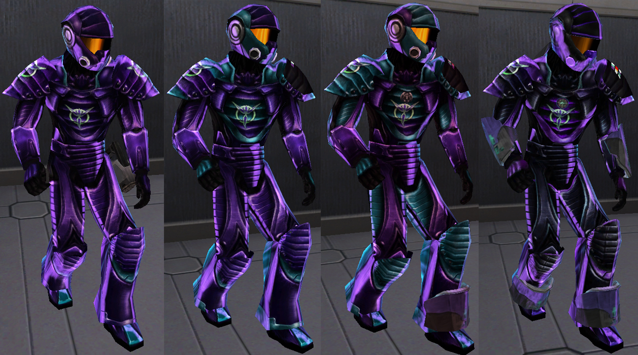 
Reinforced Exo-Suits at, from left to right,
Battle Rank 1, 7, 14 and 25